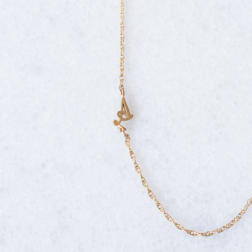 14k sideways initial deals necklace