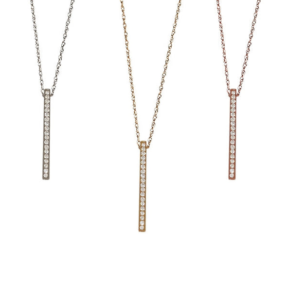 Diamond Vertical Bar Necklace | 14-Karat
