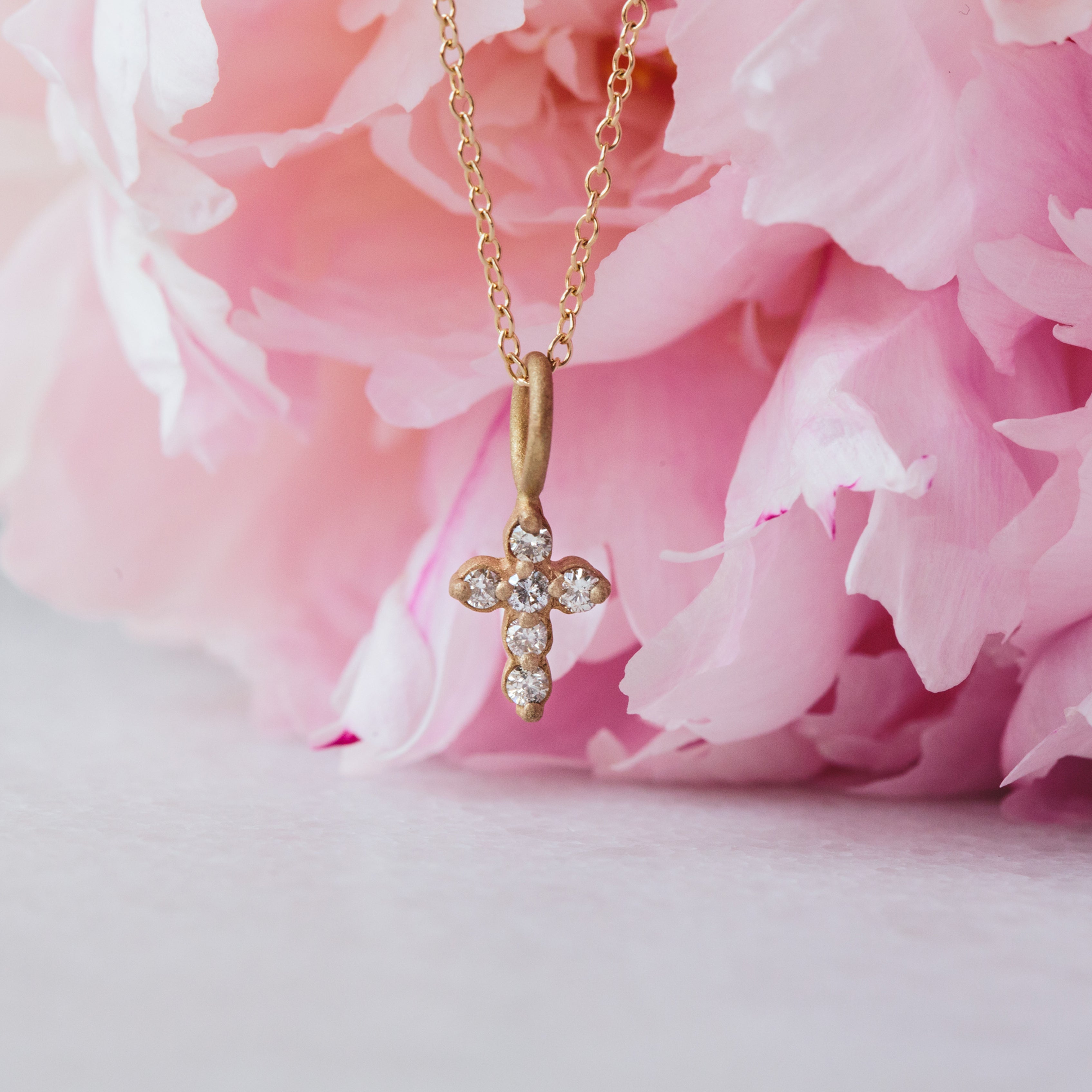 Children's Silver Genuine Diamond Cross Necklace