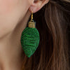 Christmas Light Beaded Earrings | Green