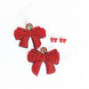 Red Bow Beaded Earrings