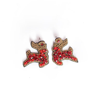 Rudolph the Rednosed Reindeer Beaded Earrings